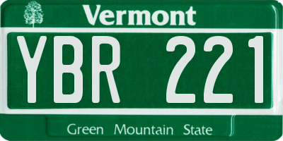 VT license plate YBR221