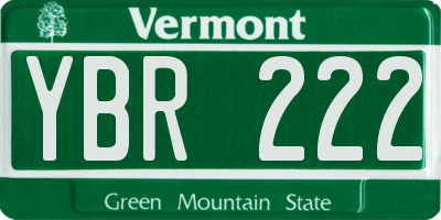 VT license plate YBR222