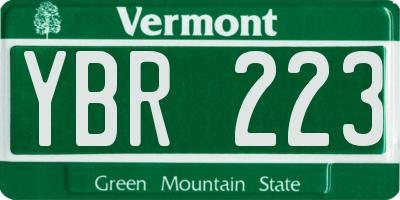 VT license plate YBR223