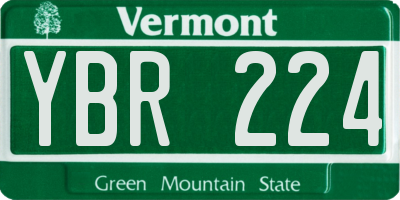 VT license plate YBR224