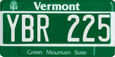VT license plate YBR225