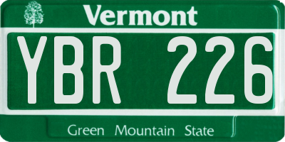VT license plate YBR226