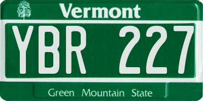 VT license plate YBR227