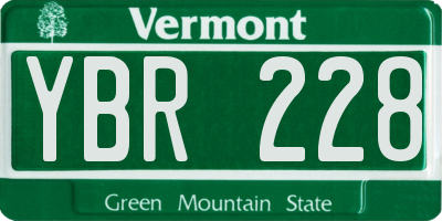 VT license plate YBR228
