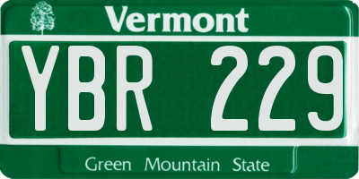 VT license plate YBR229