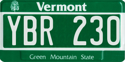 VT license plate YBR230
