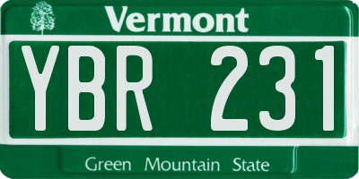 VT license plate YBR231