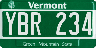 VT license plate YBR234