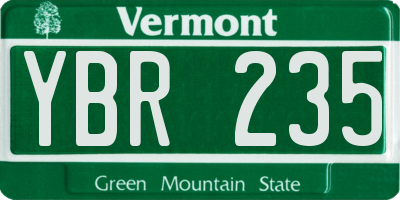 VT license plate YBR235