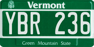 VT license plate YBR236