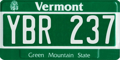 VT license plate YBR237