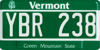 VT license plate YBR238