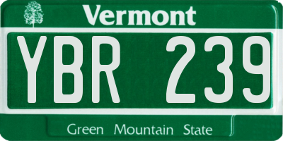 VT license plate YBR239