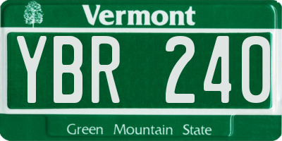 VT license plate YBR240