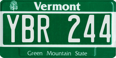 VT license plate YBR244