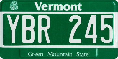 VT license plate YBR245