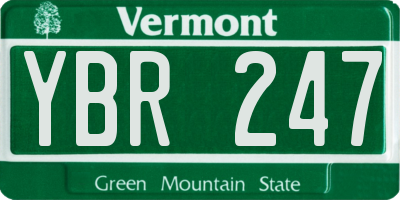 VT license plate YBR247