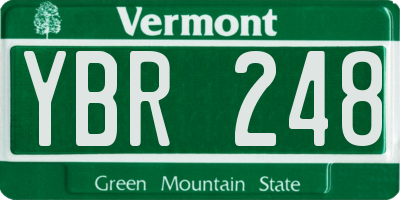 VT license plate YBR248