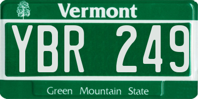 VT license plate YBR249