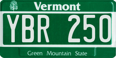 VT license plate YBR250