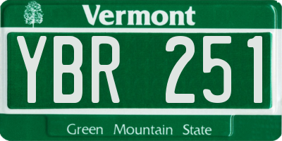 VT license plate YBR251