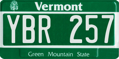 VT license plate YBR257
