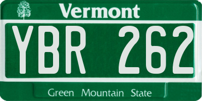 VT license plate YBR262