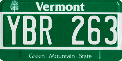 VT license plate YBR263