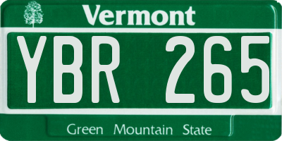 VT license plate YBR265