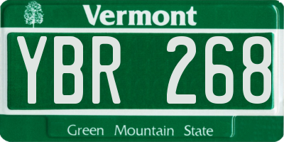VT license plate YBR268