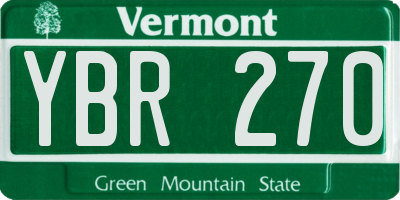 VT license plate YBR270