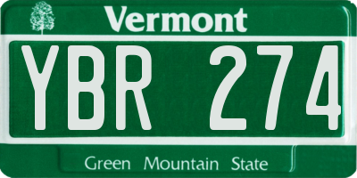 VT license plate YBR274