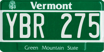VT license plate YBR275