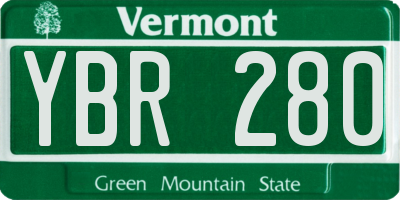 VT license plate YBR280