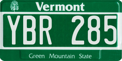 VT license plate YBR285