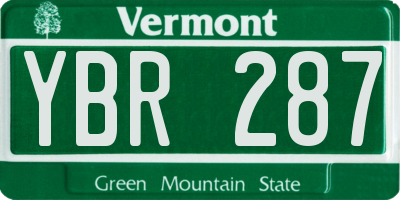 VT license plate YBR287