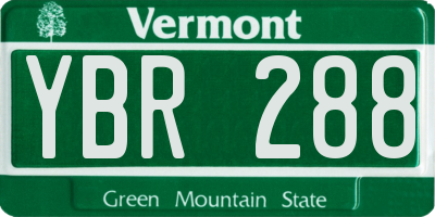 VT license plate YBR288