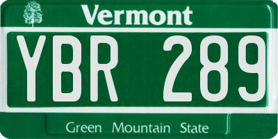 VT license plate YBR289