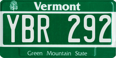 VT license plate YBR292