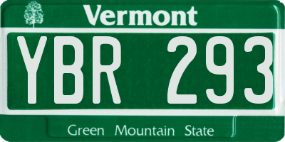 VT license plate YBR293
