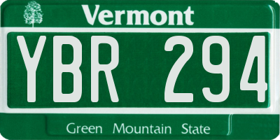 VT license plate YBR294