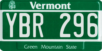 VT license plate YBR296