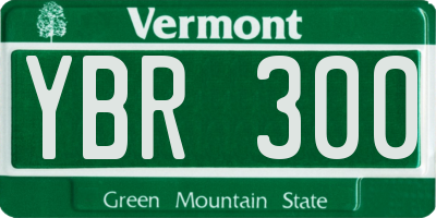 VT license plate YBR300