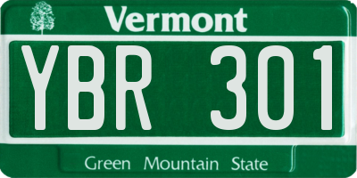 VT license plate YBR301