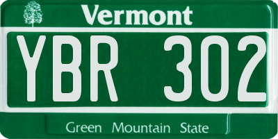 VT license plate YBR302