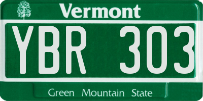 VT license plate YBR303