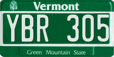 VT license plate YBR305