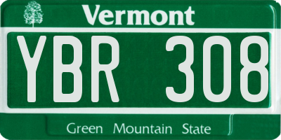 VT license plate YBR308