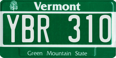 VT license plate YBR310