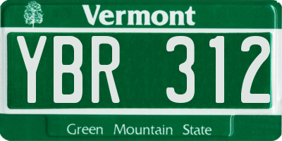 VT license plate YBR312